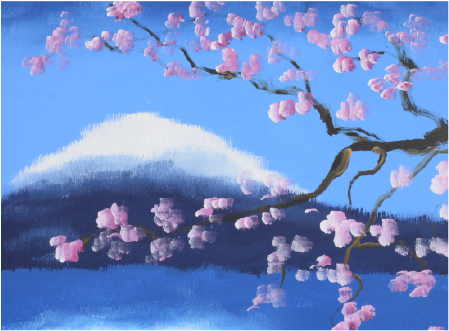 象が描いた富士山と桜の絵